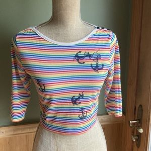 Vintage 70’s Fashion Square striped crop top